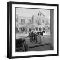 Men and Women, Wearing the Traditional Burqa, Walk Along a Street in Kabul-null-Framed Photographic Print