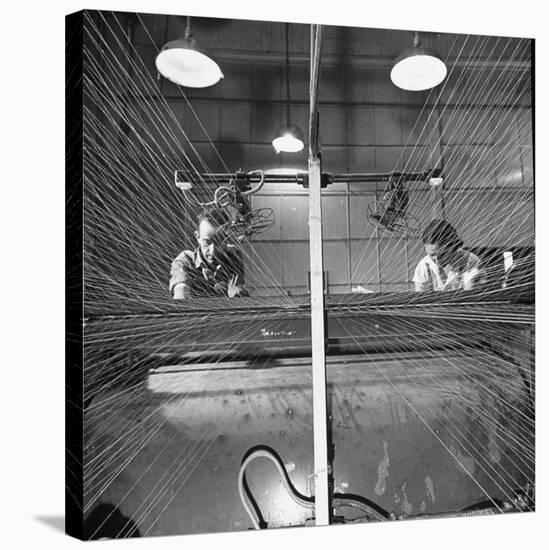 Men and Women Working Together in the Textile Factory-Carl Mydans-Stretched Canvas