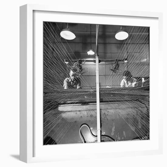 Men and Women Working Together in the Textile Factory-Carl Mydans-Framed Photographic Print