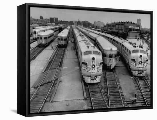 Men are Loading Up the "Santa Fe" Train with Supplies before They Take-Off-Andreas Feininger-Framed Stretched Canvas