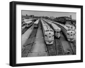 Men are Loading Up the "Santa Fe" Train with Supplies before They Take-Off-Andreas Feininger-Framed Photographic Print