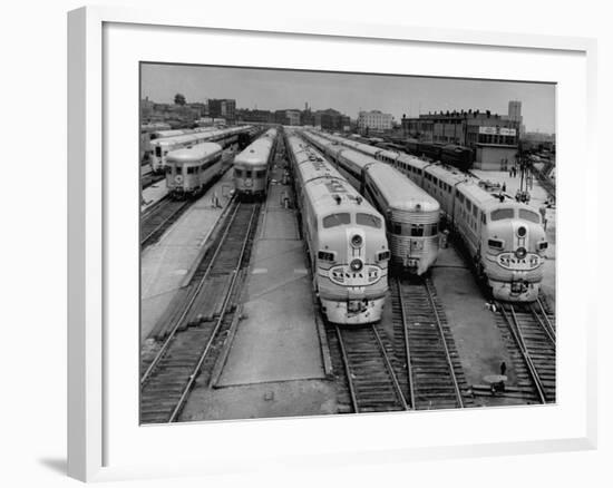 Men are Loading Up the "Santa Fe" Train with Supplies before They Take-Off-Andreas Feininger-Framed Photographic Print