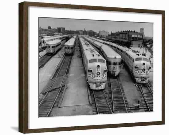 Men are Loading Up the "Santa Fe" Train with Supplies before They Take-Off-Andreas Feininger-Framed Photographic Print