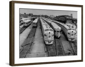 Men are Loading Up the "Santa Fe" Train with Supplies before They Take-Off-Andreas Feininger-Framed Photographic Print