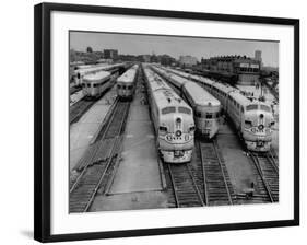 Men are Loading Up the "Santa Fe" Train with Supplies before They Take-Off-Andreas Feininger-Framed Photographic Print