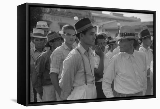 Men at a Strike Meeting in Yabucoa, Puerto Rico, Jan. 1942-Jack Delano-Framed Stretched Canvas