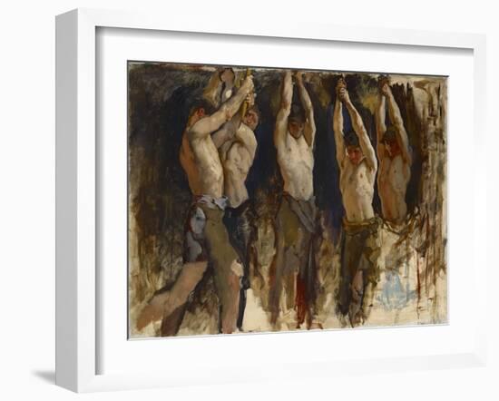 Men at an Anvil, Study for The Spirit of Vulcan, c.1904-8-Edwin Austin Abbey-Framed Giclee Print