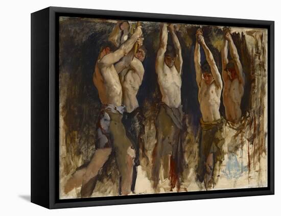 Men at an Anvil, Study for The Spirit of Vulcan, c.1904-8-Edwin Austin Abbey-Framed Stretched Canvas