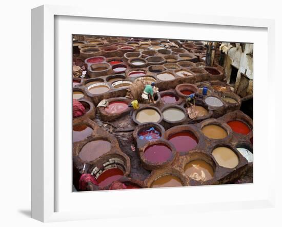 Men at Work in the Tanneries, Medina, Fez, Morocco, North Africa, Africa-Simon Montgomery-Framed Photographic Print