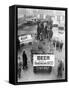Men Atop Beer Delivery Truck Hoist Cases of Beer Triumphantly While Man Repeal of Prohibition-null-Framed Stretched Canvas