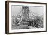 Men Building Brooklyn Bridge-null-Framed Giclee Print