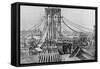 Men Building Brooklyn Bridge-null-Framed Stretched Canvas