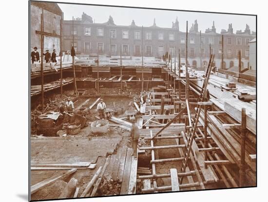 Men Building the Camden Town Sub-Station, London, 1908-null-Mounted Photographic Print