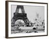 Men Building the Fountain St. Vidal near the Eiffel Tower, Paris Exposition, c.1889-null-Framed Photo