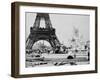 Men Building the Fountain St. Vidal near the Eiffel Tower, Paris Exposition, c.1889-null-Framed Photo