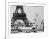 Men Building the Fountain St. Vidal near the Eiffel Tower, Paris Exposition, c.1889-null-Framed Photo