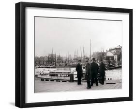 Men by a Canal Boat, Rotterdam, 1898-James Batkin-Framed Photographic Print