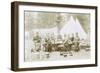 Men Camping with a Dog-null-Framed Photographic Print