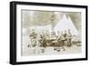 Men Camping with a Dog-null-Framed Photographic Print