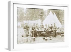 Men Camping with a Dog-null-Framed Photographic Print