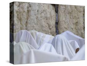 Men Covered with White Prayer Shawls Receiving the Blessing of the Cohens, Western Wall, Israel-Eitan Simanor-Stretched Canvas