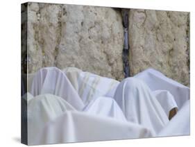 Men Covered with White Prayer Shawls Receiving the Blessing of the Cohens, Western Wall, Israel-Eitan Simanor-Stretched Canvas