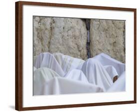 Men Covered with White Prayer Shawls Receiving the Blessing of the Cohens, Western Wall, Israel-Eitan Simanor-Framed Photographic Print