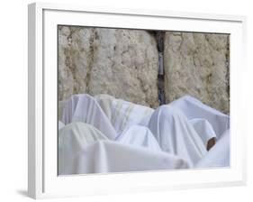 Men Covered with White Prayer Shawls Receiving the Blessing of the Cohens, Western Wall, Israel-Eitan Simanor-Framed Photographic Print