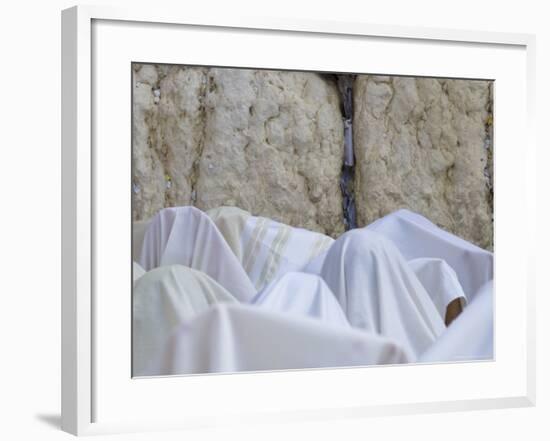 Men Covered with White Prayer Shawls Receiving the Blessing of the Cohens, Western Wall, Israel-Eitan Simanor-Framed Photographic Print