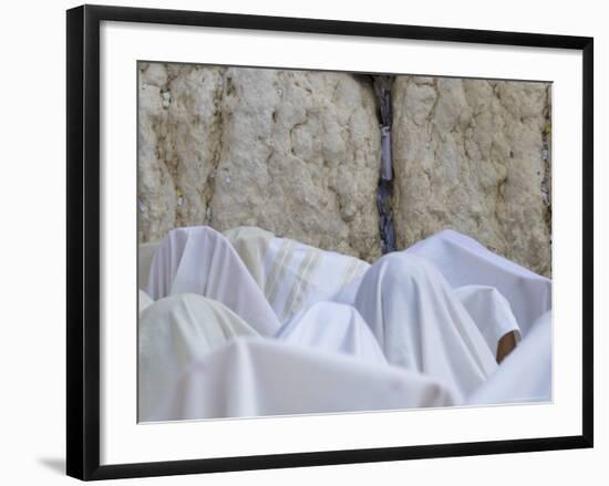 Men Covered with White Prayer Shawls Receiving the Blessing of the Cohens, Western Wall, Israel-Eitan Simanor-Framed Photographic Print