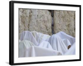 Men Covered with White Prayer Shawls Receiving the Blessing of the Cohens, Western Wall, Israel-Eitan Simanor-Framed Photographic Print