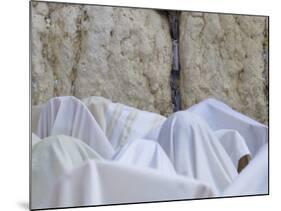 Men Covered with White Prayer Shawls Receiving the Blessing of the Cohens, Western Wall, Israel-Eitan Simanor-Mounted Photographic Print