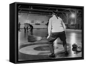 Men Curling with Mops and Brooms-George Skadding-Framed Stretched Canvas