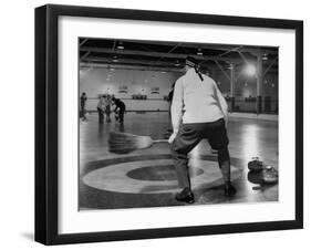 Men Curling with Mops and Brooms-George Skadding-Framed Photographic Print