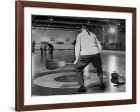 Men Curling with Mops and Brooms-George Skadding-Framed Photographic Print