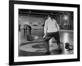 Men Curling with Mops and Brooms-George Skadding-Framed Photographic Print