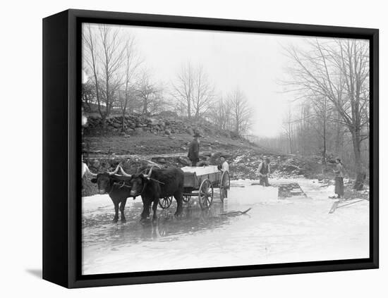 Men Cutting Ice-null-Framed Stretched Canvas