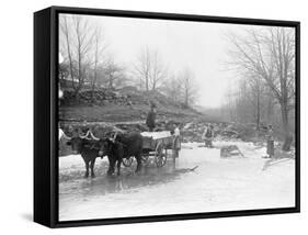 Men Cutting Ice-null-Framed Stretched Canvas