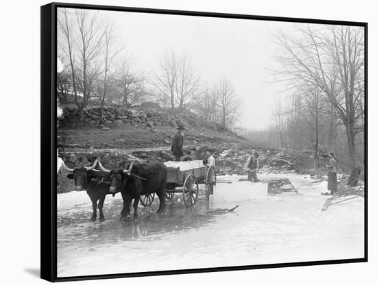 Men Cutting Ice-null-Framed Stretched Canvas