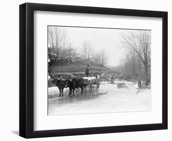 Men Cutting Ice-null-Framed Photographic Print