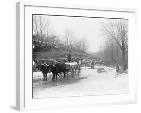 Men Cutting Ice-null-Framed Photographic Print