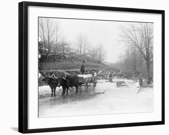 Men Cutting Ice-null-Framed Photographic Print