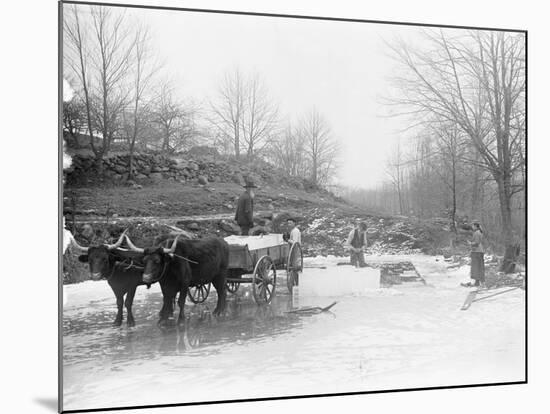 Men Cutting Ice-null-Mounted Photographic Print