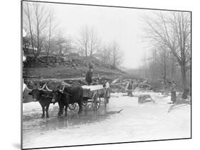 Men Cutting Ice-null-Mounted Photographic Print