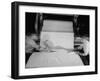 Men Cutting Sheet of Newly Manufactured Rubber-null-Framed Photographic Print