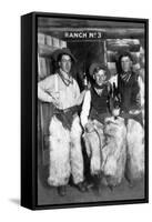 Men Dressed as Cowboys with Bottles of Whiskey-Lantern Press-Framed Stretched Canvas