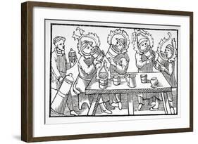 Men Drinking, Illustration from 'Historia De Gentibus Septentrionalibus' by Olaus Magnus…-null-Framed Giclee Print