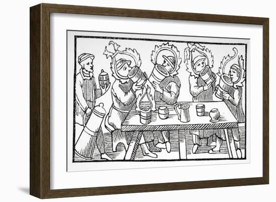 Men Drinking, Illustration from 'Historia De Gentibus Septentrionalibus' by Olaus Magnus…-null-Framed Giclee Print