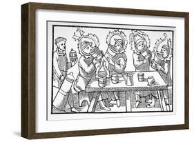Men Drinking, Illustration from 'Historia De Gentibus Septentrionalibus' by Olaus Magnus…-null-Framed Giclee Print