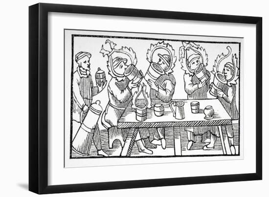 Men Drinking, Illustration from 'Historia De Gentibus Septentrionalibus' by Olaus Magnus…-null-Framed Giclee Print